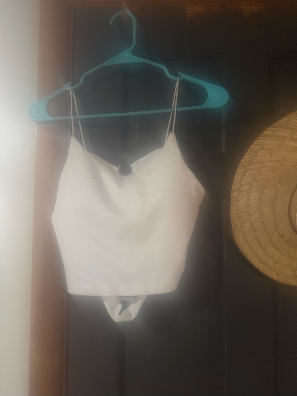 Women's White Cropped Camisole Top - Classic Spaghetti Strap